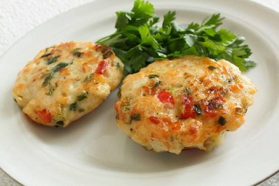 Chopped chicken breast cutlets with cheese and mushrooms