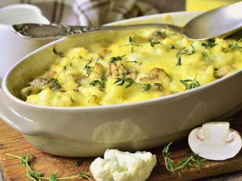 Cauliflower casserole with mushrooms