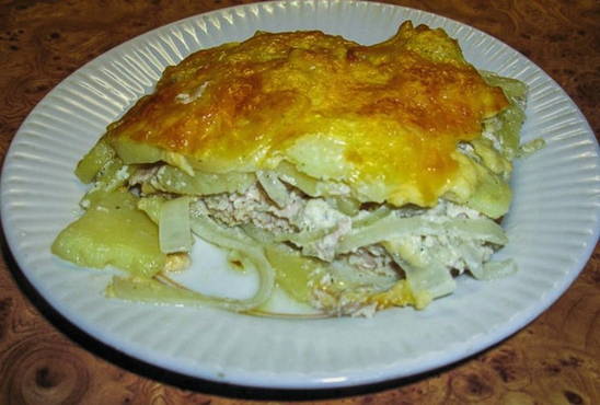 Casserole de pommes de terre au poulet haché