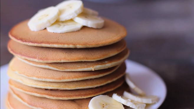 Pancakes with milk and banana