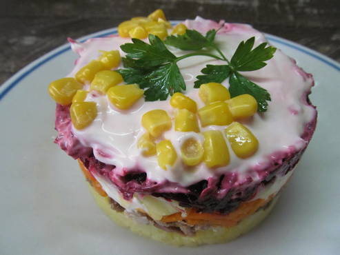 Beetroot, carrot and potato salad