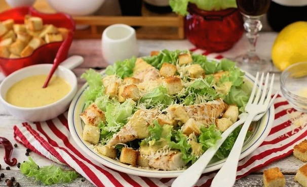 Caesar salad in layers