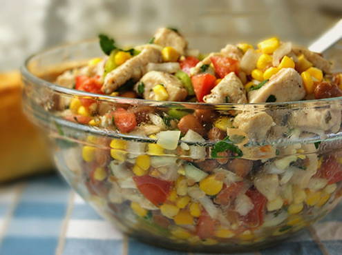 Salade de haricots, maïs et poulet