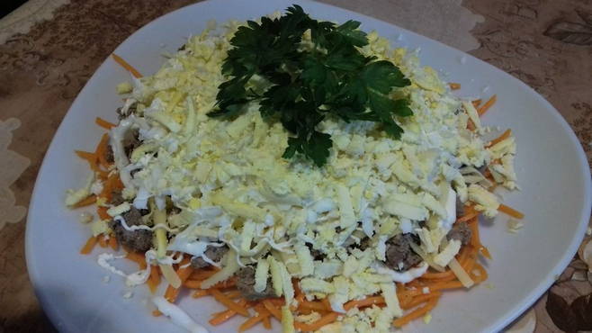 Liver salad with Korean carrots