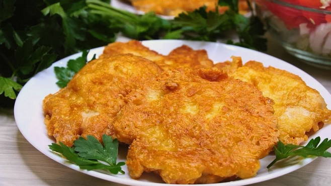 Chicken chops in batter with cheese