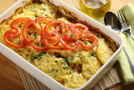 Casserole de pommes de terre au poulet et aux champignons