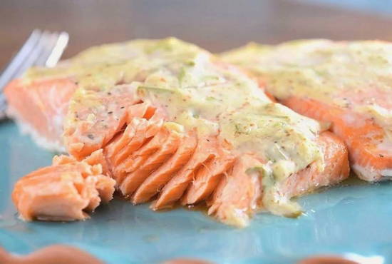 Pink salmon with cream