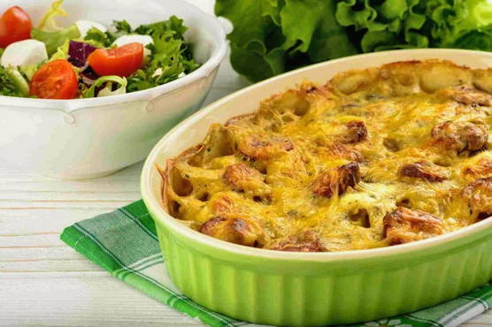 Potato casserole with sausages