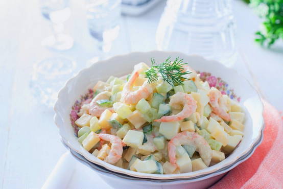 Shrimp and cheese salad