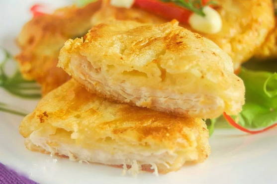 Chicken fillet chops with cheese