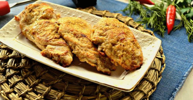 Chicken fillet chop in a pan