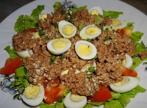 Salade de thon et oeufs de caille