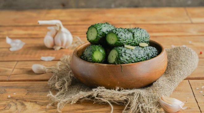 Pickled cucumbers in a bag