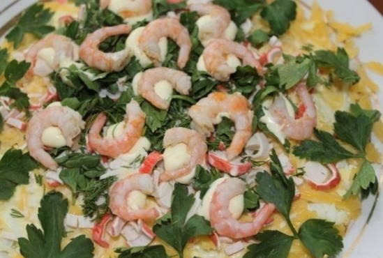 Shrimp salad in layers