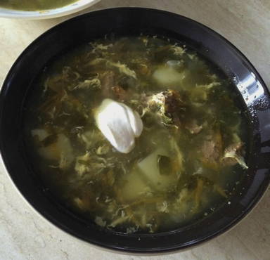 Frozen sorrel cabbage soup