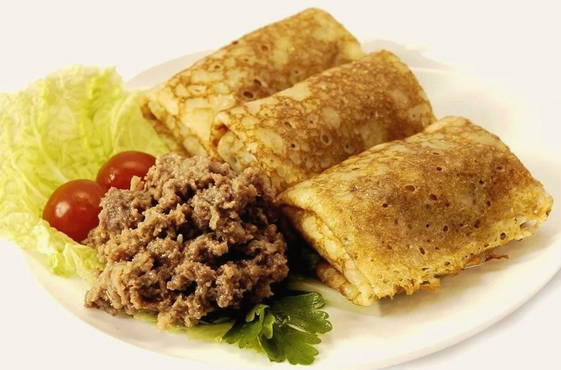 Pancakes with ground beef