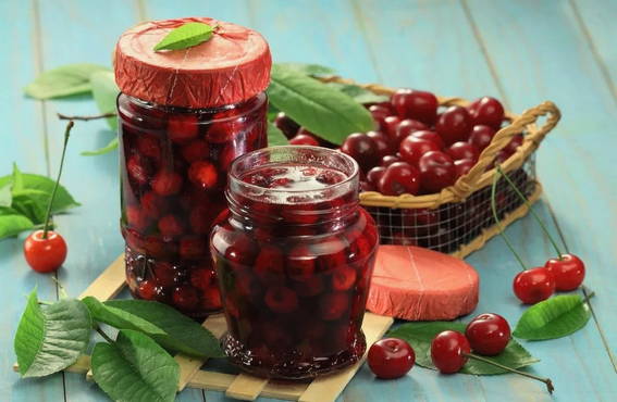 Cherry jam in its own juice