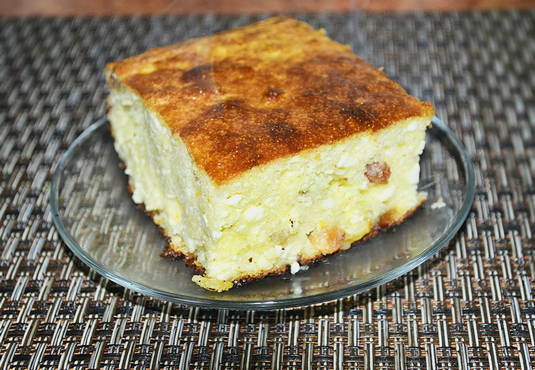 Curd casserole on semolina