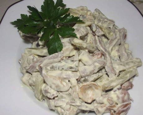 Salade de langue et champignons