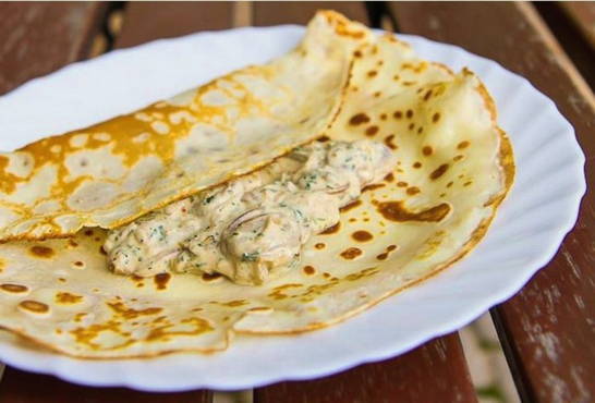 Crêpes aux champignons à la crème