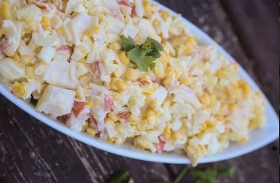 Salad with crab sticks and egg