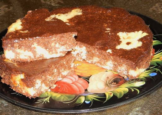 Cottage cheese casserole with chocolate