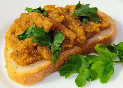 Fried squash caviar in a pan