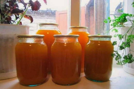 Pumpkin juice through a juicer for the winter