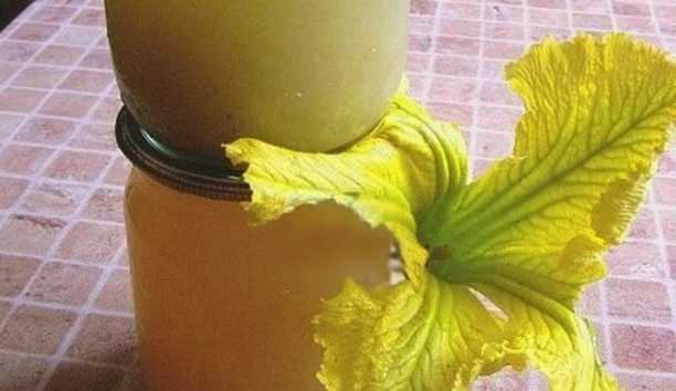 Pumpkin juice with pulp through a juicer for the winter