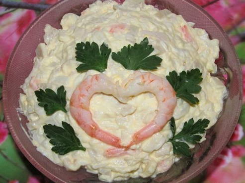 Shrimp, squid and egg salad