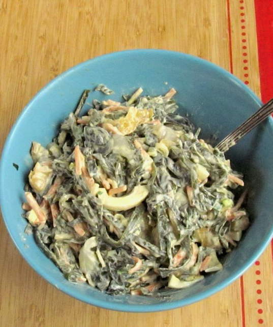 Salad with squid, seaweed and eggs