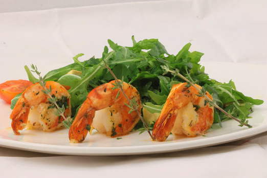 Salade de crevettes tigrées et roquette