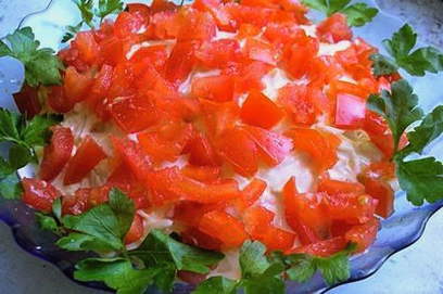 Shrimp, tomato and mayonnaise salad