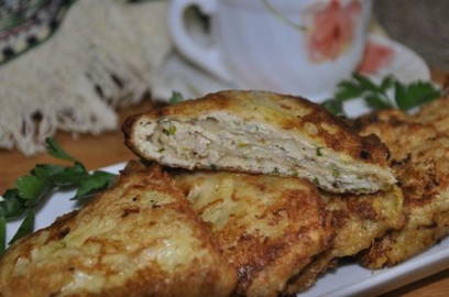 Lavash pies with minced meat and cheese in a pan