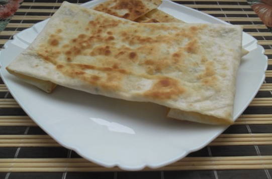 Armenian lavash with cottage cheese and cheese