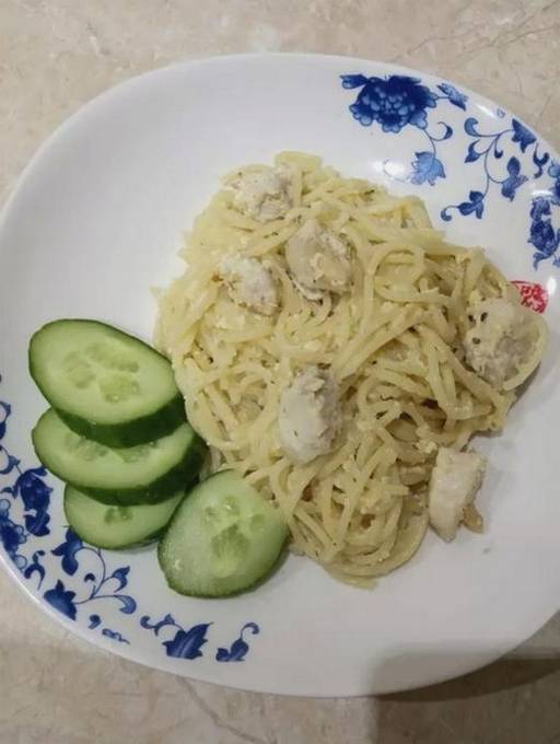 Pâtes carbonara au poulet sans crème