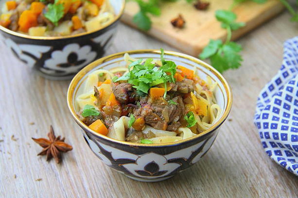 Fried lagman with pork