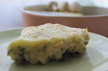 Casserole de pommes de terre au poulet et aux champignons