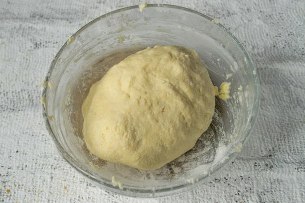 Pizza dough without yeast in milk with eggs and baking powder