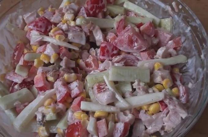 Smoked chicken, corn and cucumber salad