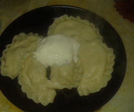 Dumplings with raw potatoes and minced meat