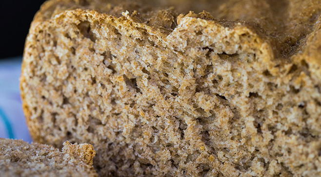 Whole grain rye bread in a bread maker