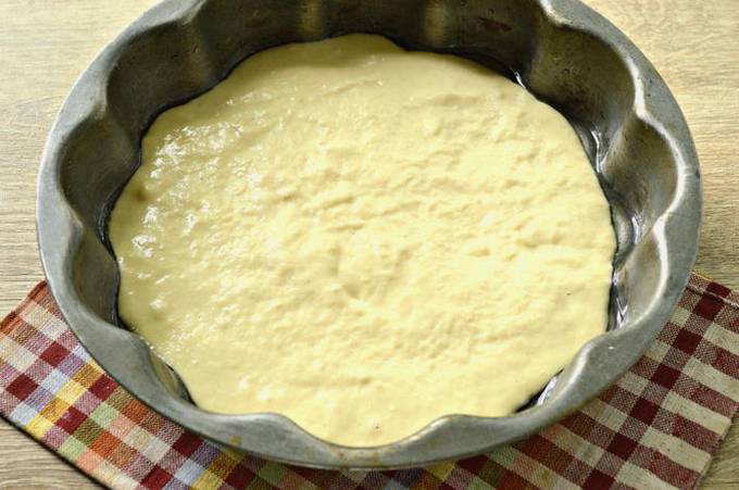 Kefir pizza dough on a baking sheet