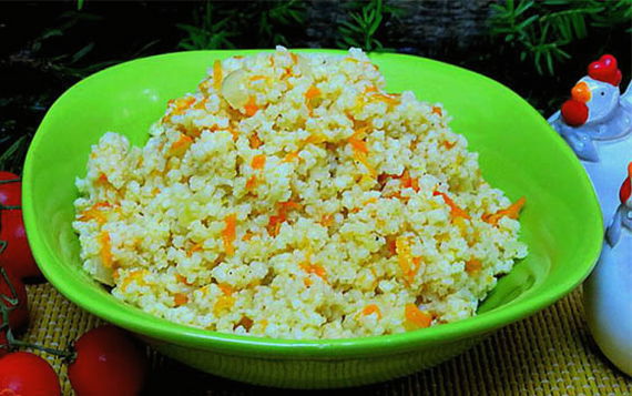 Wheat porridge with onions and carrots