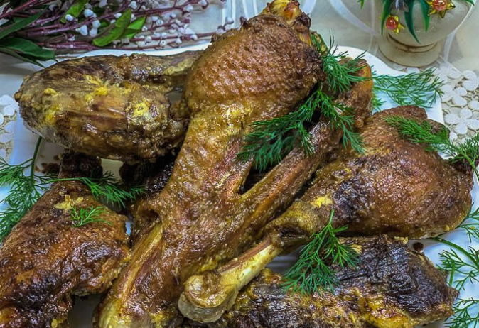 Oven baked goose with crispy crust