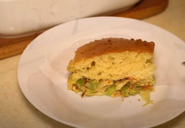 Cabbage pie with milk batter