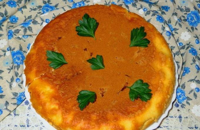 Jellied cabbage pie with milk in a slow cooker