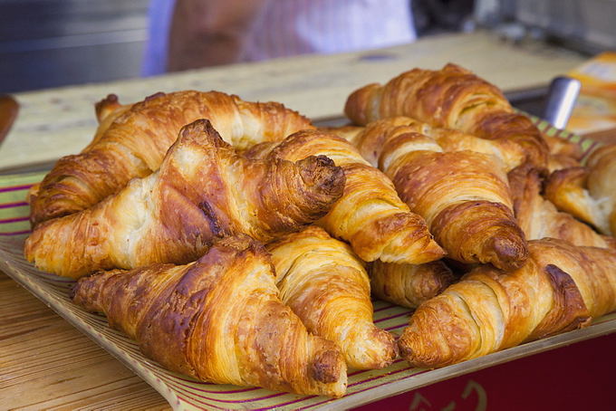 Croissants with chocolate puff pastry