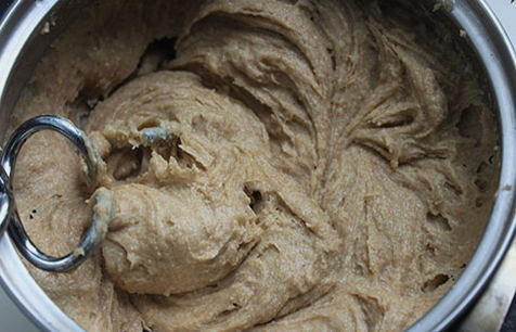 Choux dough in vegetable oil for profiteroles