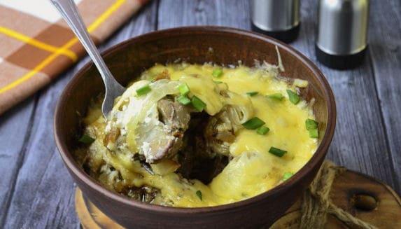 Chicken liver with cheese in the oven